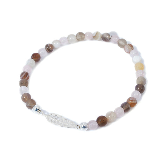 Amani Damen Armband mit Achat & Rosenquarz Steinen