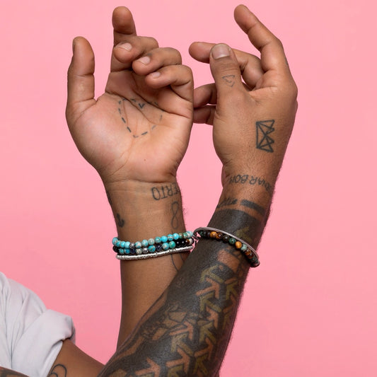 Keijo Herren Armband mit türkis Jaspis und 925 Silber von Balibay