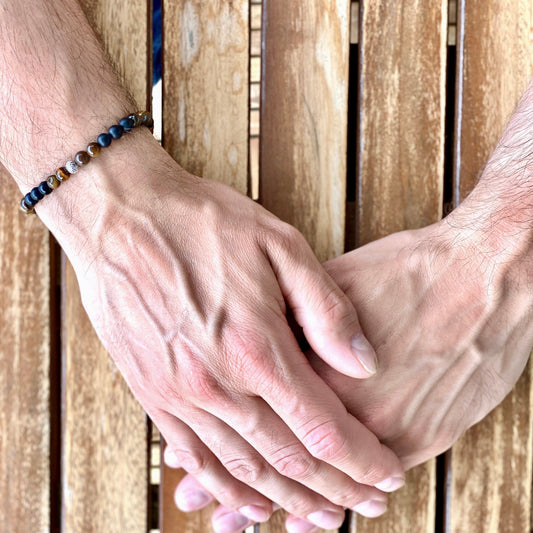 Timeo Herren Armband mit Tigeraugen & Onyx und Silber von Balibay