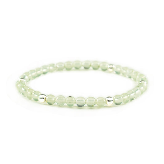 Selina Damen Stretch Armband mit Prehnit Steinen und Silber