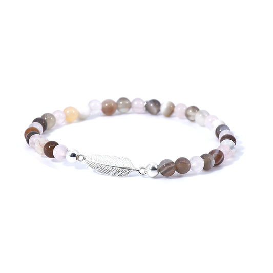 Amani Damen Armband mit Achat & Rosenquarz Steinen