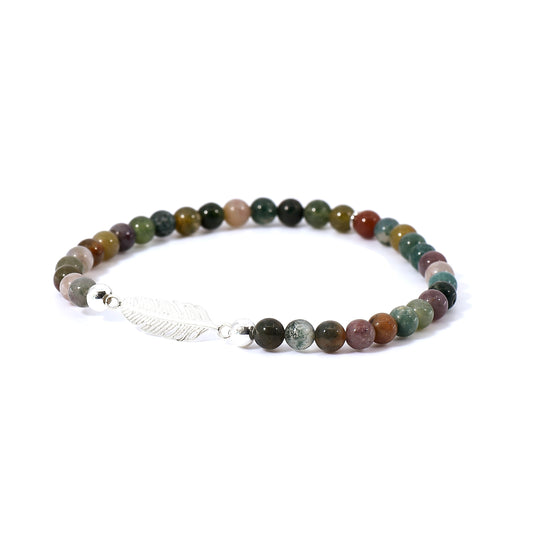 Bilna Damen Stretch Armband mit Achat & Moosachat