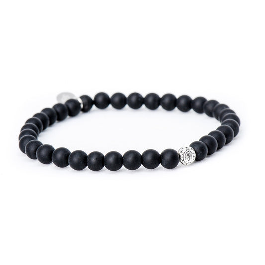 Omnia Herren Stretch Armband mit Onyx & 925 Silber