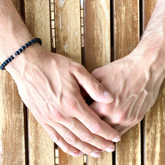 Omnia Herren Stretch Armband mit Onyx & 925 Silber von Balibay