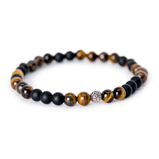 Timeo Herren Armband mit Tigeraugen & Onyx und Silber