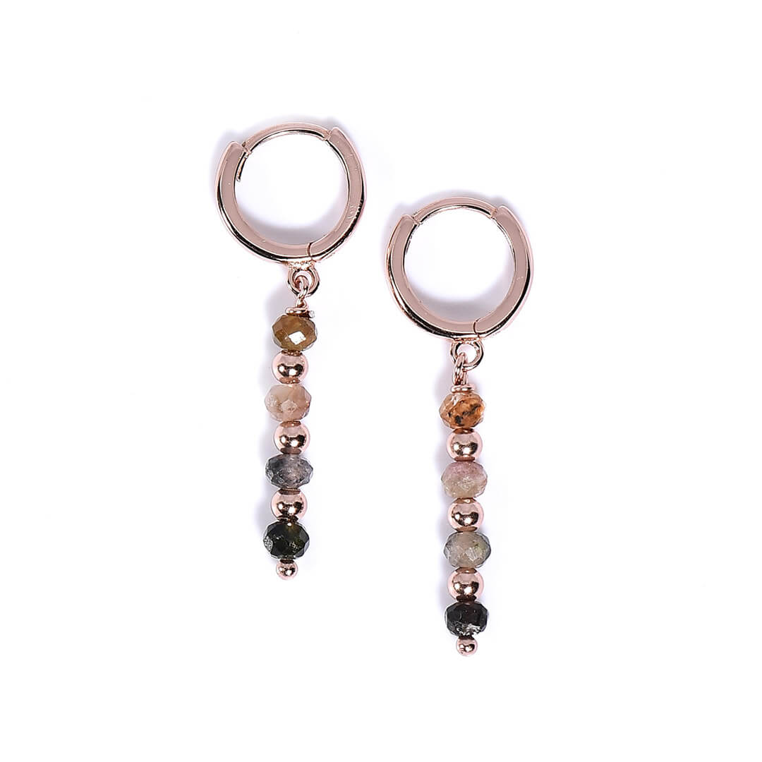 Damen Ohrringe mit geschliffenen Turmalin Steinen und 925 Sterling Silber rosé vergoldet